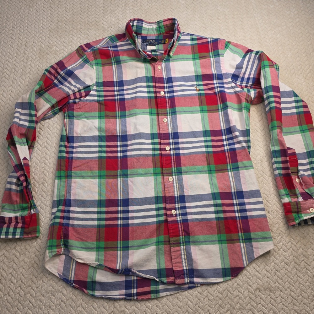 Polo Ralph Lauren Mens Classic Fit Plaid Button Down Shirt Medium Flesh Pony - Picture 5 of 9